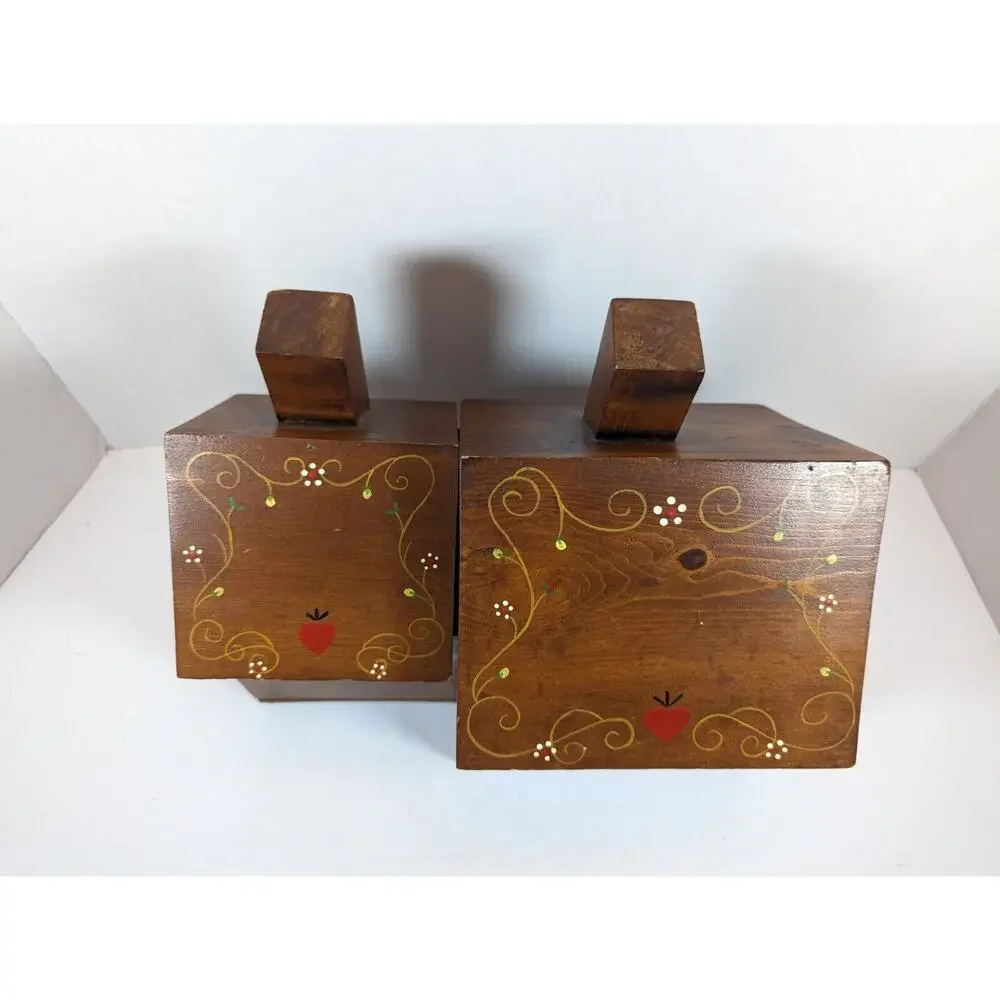 Hand Painted Wood General Store Kitchen Storage Box With Removeable Lids Vintage